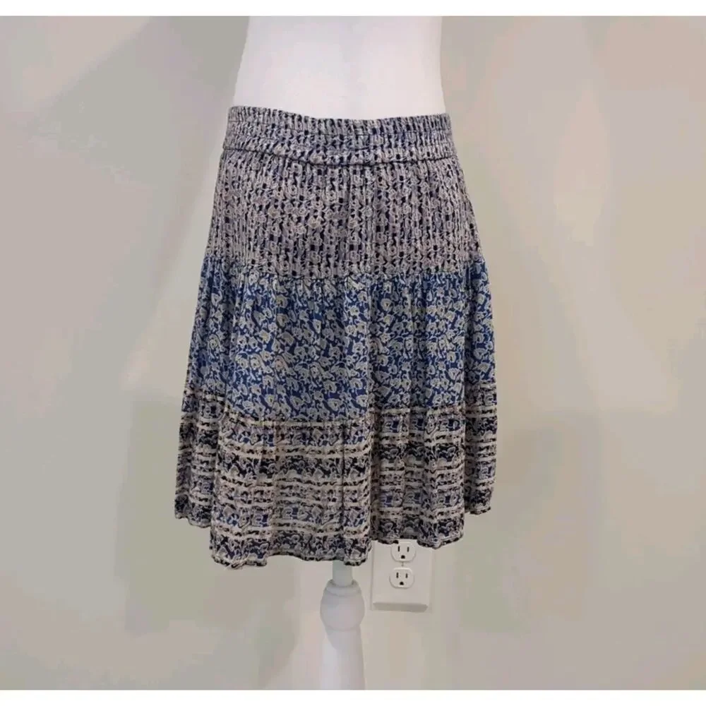 BCBG Womens M Paula Skater Skirt Colbalt Blue Y2K Boho Festival